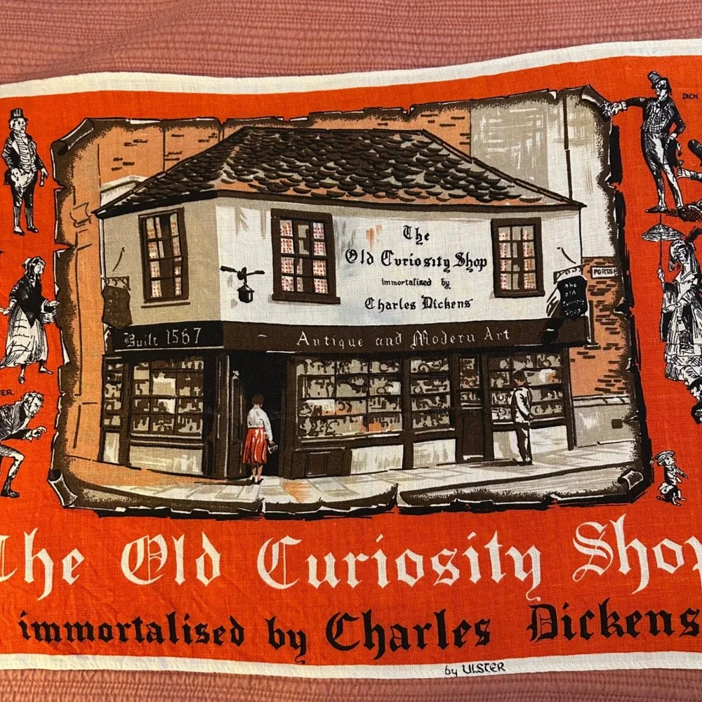 Vintage Ulster Linen Tea Towel The Old Curiosity Shop Charles Dickens Ireland